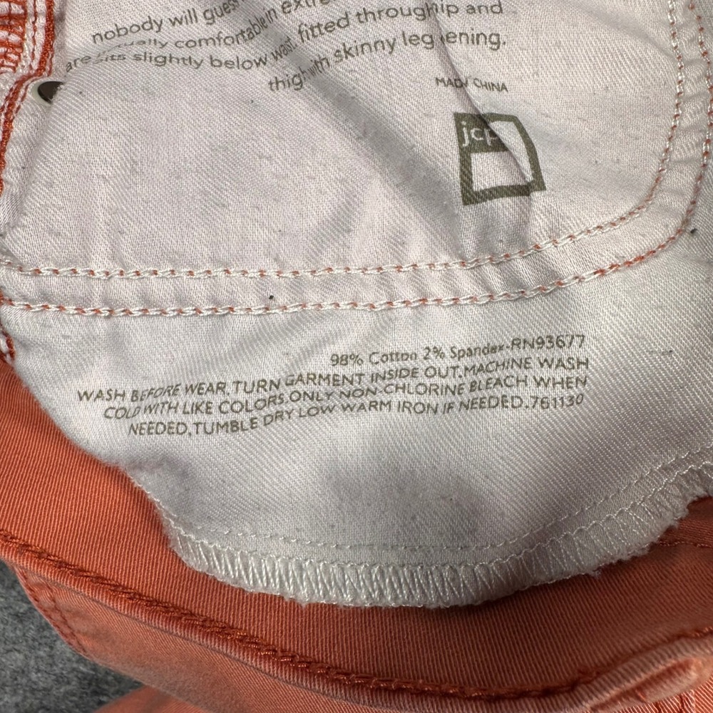 JcPenny Skinny Pants Womens 8 Coral Pink‎ Mid Rise Chino Stretch Twill - Picture 12 of 13